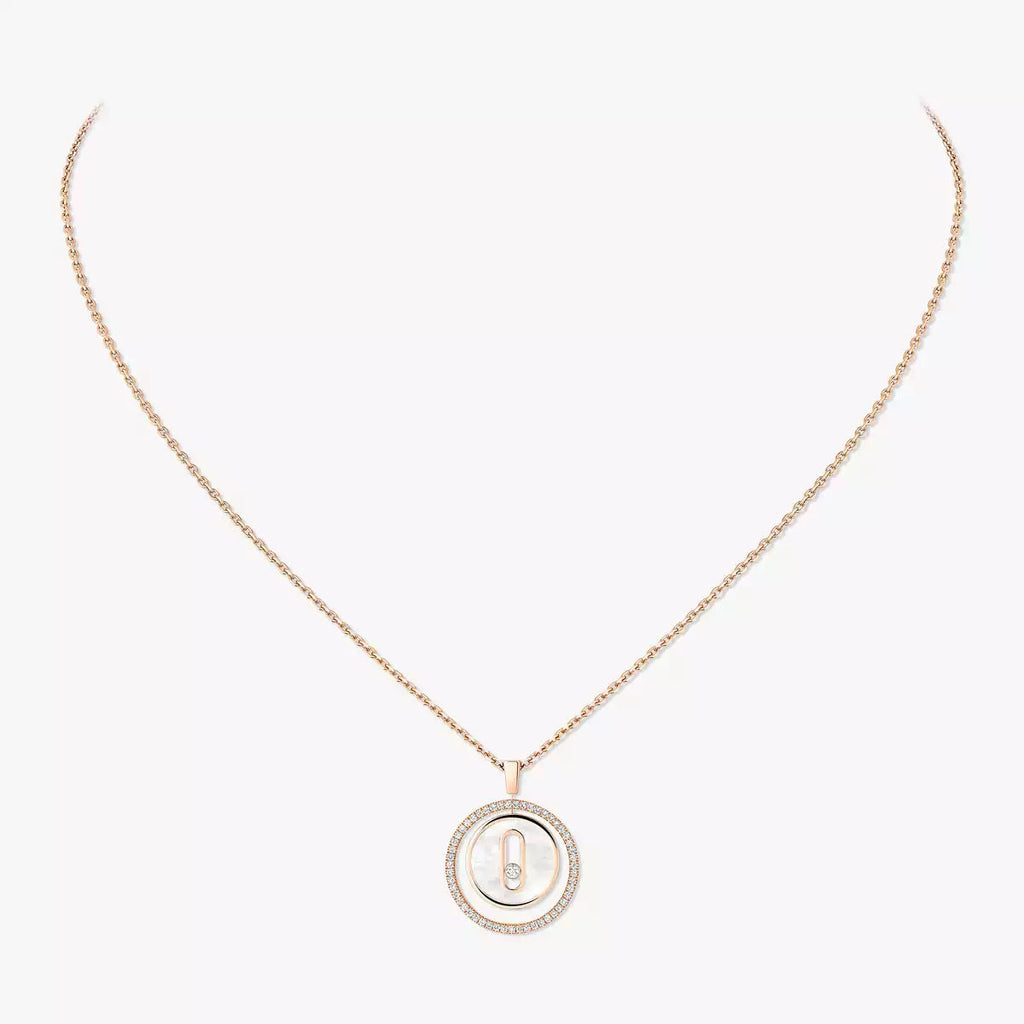 [MIRA]Lucky Move Diamond Necklace in Rose Gold and White Mother-of-Pearl