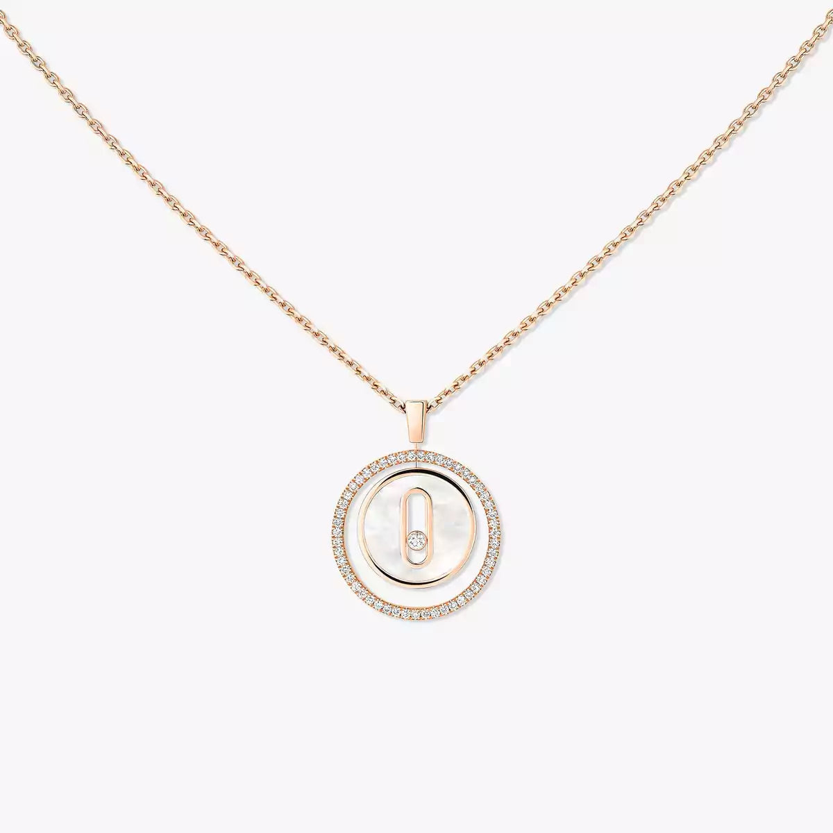 [MIRA]Lucky Move Diamond Necklace in Rose Gold and White Mother-of-Pearl