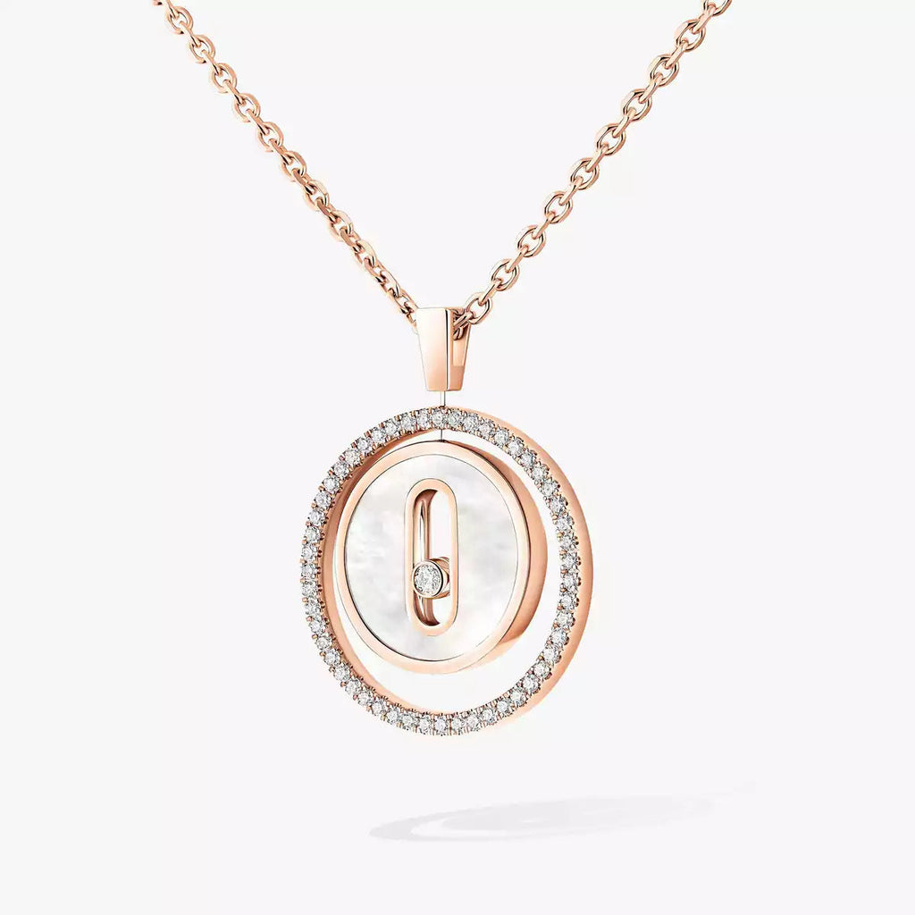 [MIRA]Lucky Move Diamond Necklace in Rose Gold and White Mother-of-Pearl