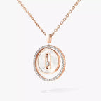 [MIRA]Lucky Move Diamond Necklace in Rose Gold and White Mother-of-Pearl