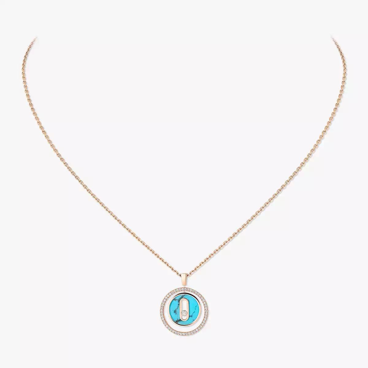 [MIRA]Lucky Move Diamond Necklace in Rose Gold and White Mother-of-Pearl