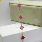 [MIRA] NEW CLOVER 5 MOTIFS PINK ENAMEL BRACELET
