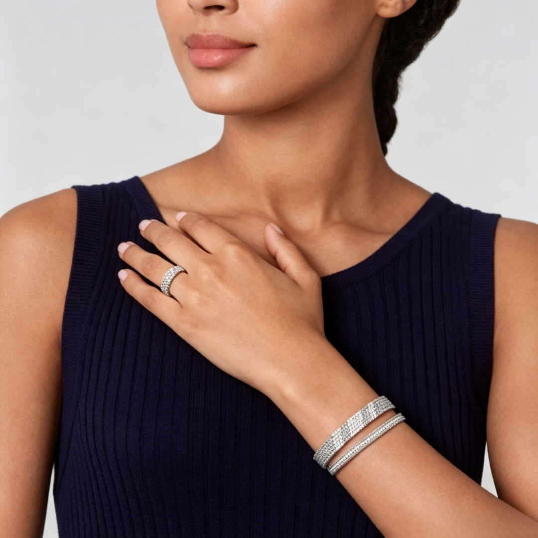 [MIRA]  THREE-ROW DIAMOND RING