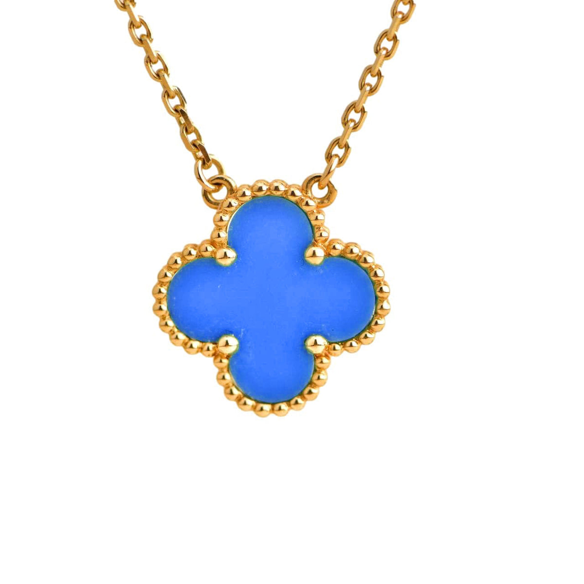 ??MIRA?¡¥CLOVER 15MM BLUE AGATE NECKLACE