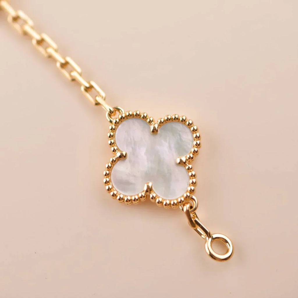 [MIRA]New CLOVER WHITE PEARL MOP 5 MOTIF BRACELET COLLECTION