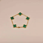 [MIRA]New  CLOVER 5 MOTIF MALACHITE BRACELET COLLECTION