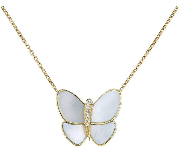 ??MIRA?¡¥BUTTERFLY GOLD MOP DIAMOND NECKLACE