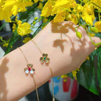 ??MIRA?¡¥FRIVOLE GOLD FLOWER PINK MALACHITE BRACELET