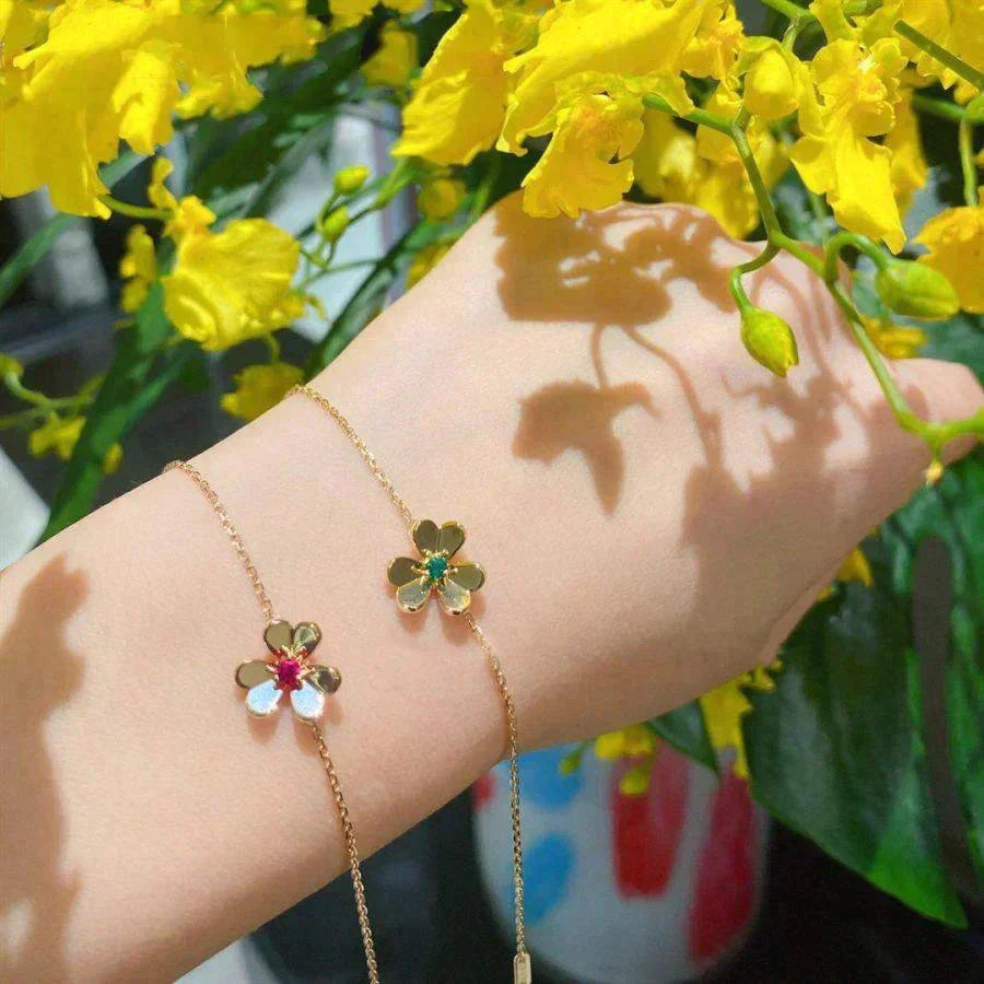 ??MIRA?¡¥FRIVOLE GOLD FLOWER PINK MALACHITE BRACELET