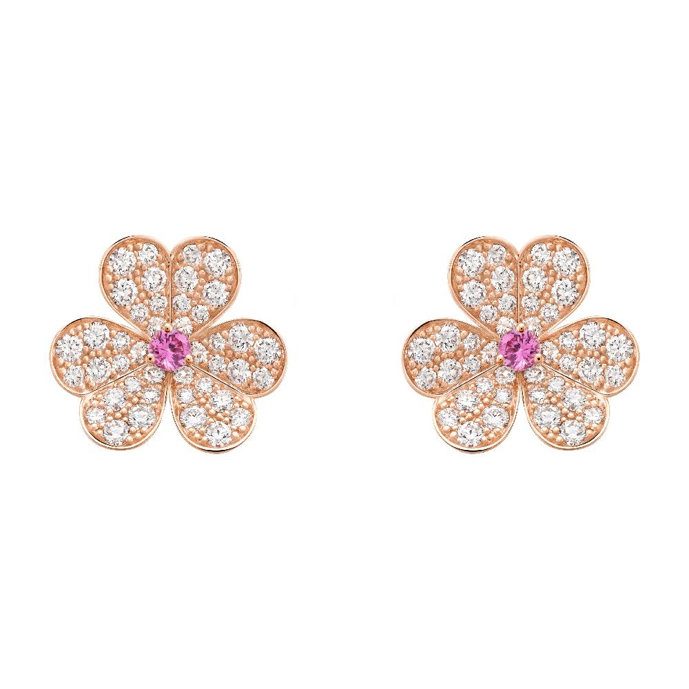 ??MIRA?¡¥FRIVOLE PINK GOLD FLOWER DIAMOND EARRINGS