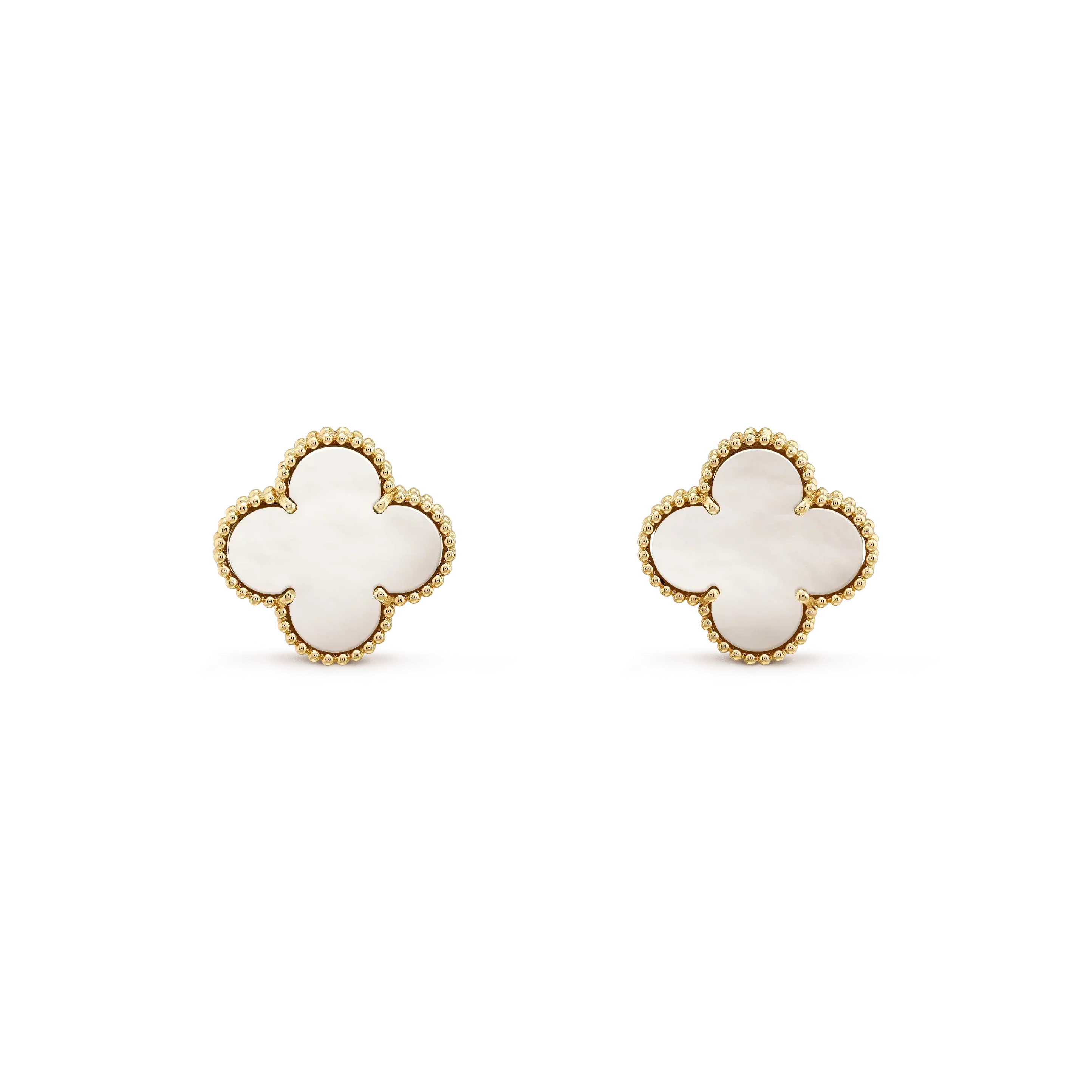??MIRA?¡¥CLOVER MEDIUM 1 MOTIFS  WHITE MOP STUD EARRINGS
