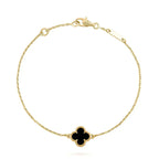 ??MIRA?¡¥CLOVER ONYX SINGLE FLOWER BRACELET