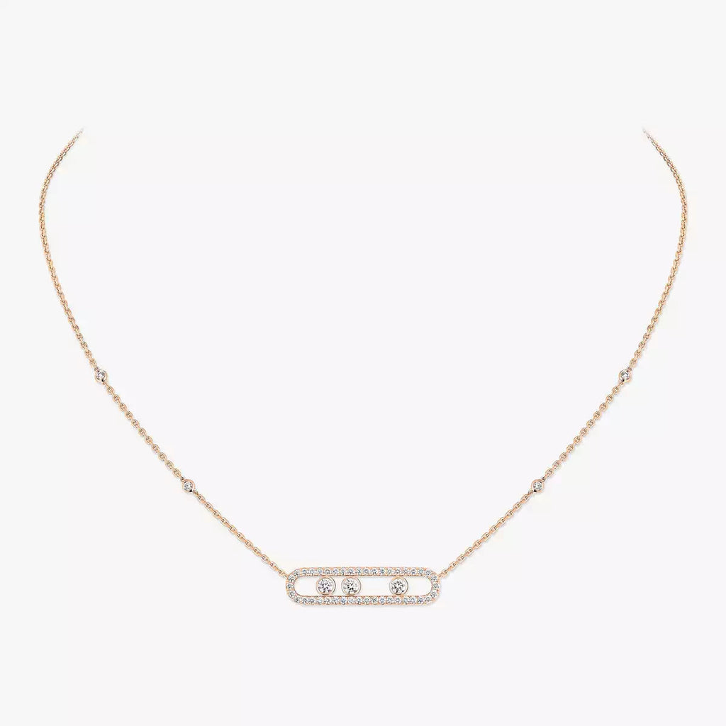 [MIRA] Move Pave_ Rose Gold Diamond Necklace