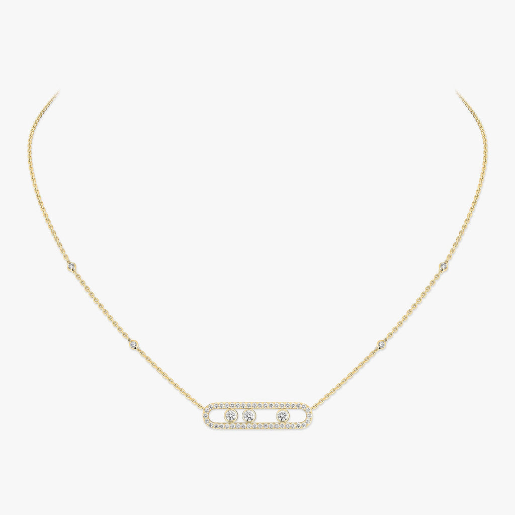 [MIRA]  Move Pave_ Rose Gold Diamond Necklace