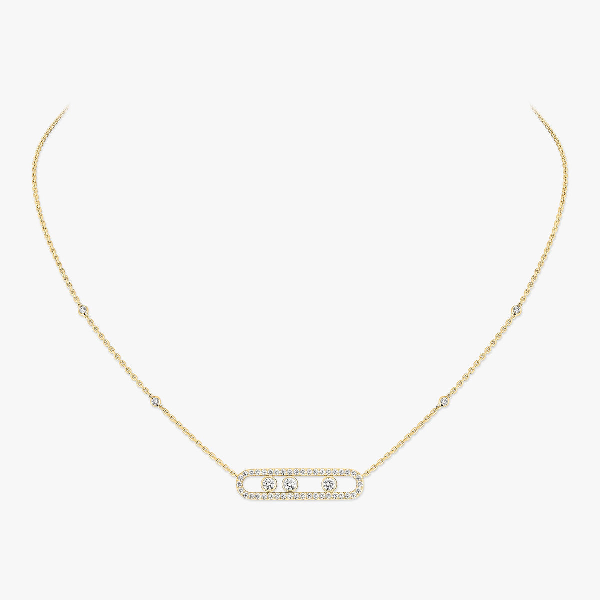 [MIRA]  Move Pave_ Rose Gold Diamond Necklace