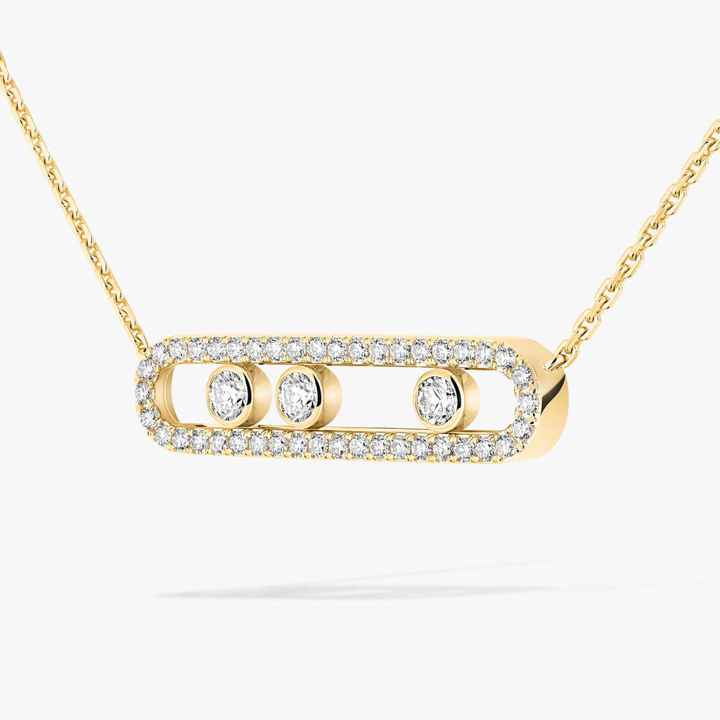 [MIRA]  Move Pave_ Rose Gold Diamond Necklace