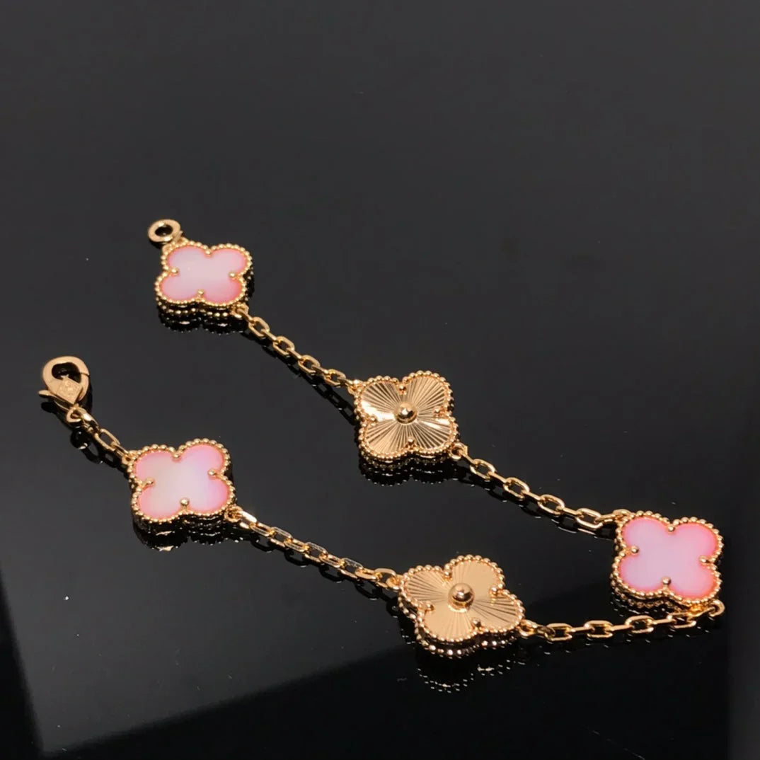 [MIRA]New  CLOVER 5 MOTIFS  PINK MOP BRACELET COLLECTION