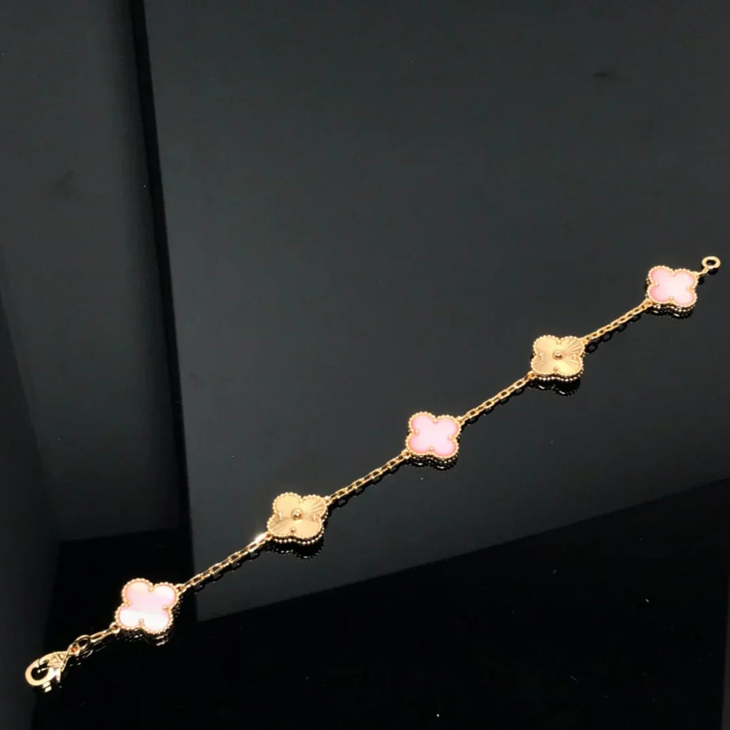 [MIRA]New  CLOVER 5 MOTIFS  PINK MOP BRACELET COLLECTION
