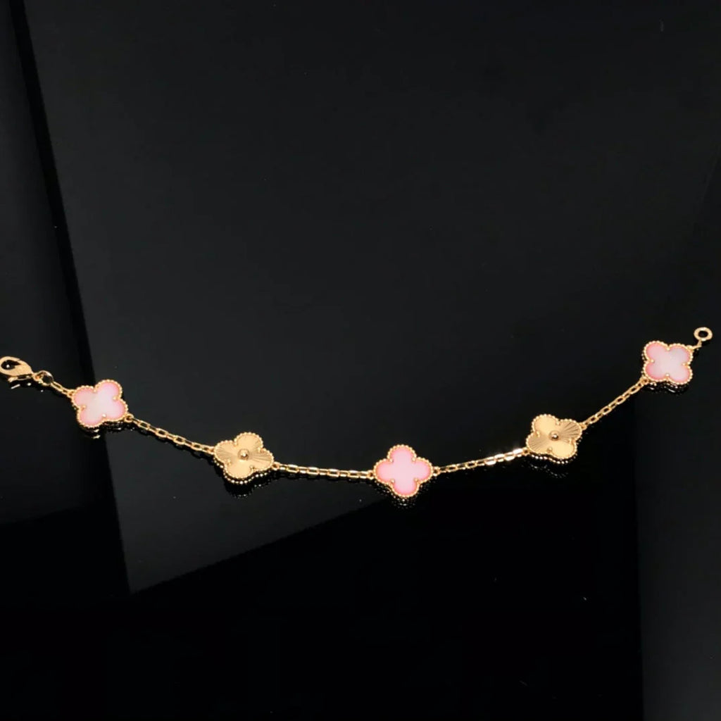 [MIRA]New  CLOVER 5 MOTIFS  PINK MOP BRACELET COLLECTION