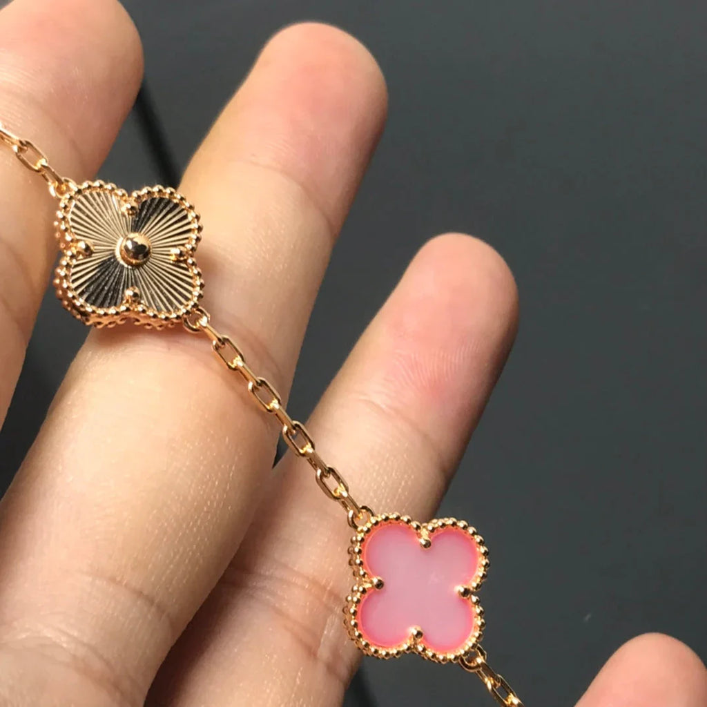 [MIRA]New  CLOVER 5 MOTIFS  PINK MOP BRACELET COLLECTION