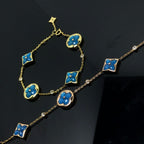 ??MIRA?¡¥STAR AND SUN 4 MOTIF BLUE BRACELET
