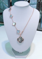 ??MIRA?¡¥COMBINED BRACELET 5 MOTIFS AND NECKLACE DARK MOP ROSE GOLD