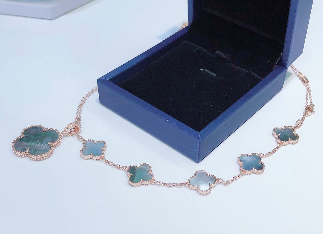 ??MIRA?¡¥COMBINED BRACELET 5 MOTIFS AND NECKLACE DARK MOP ROSE GOLD