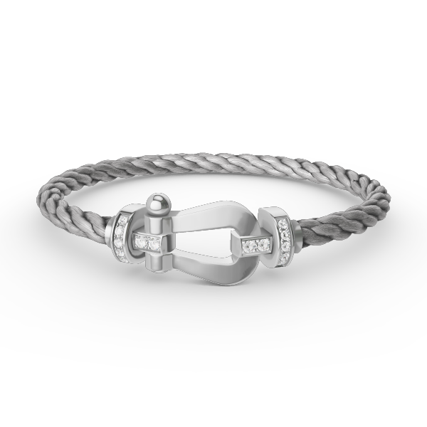 ??MIRA?¡¥FORCE LARGE HORSESHOE HALF DIAMOND BRACELET SILVER